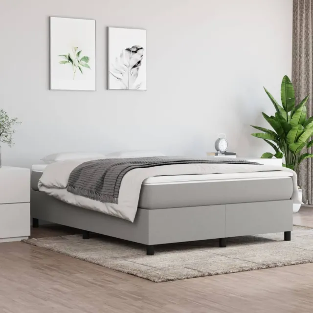 Sommier à lattes de lit avec matelas Gris clair 140x190cm Tissu