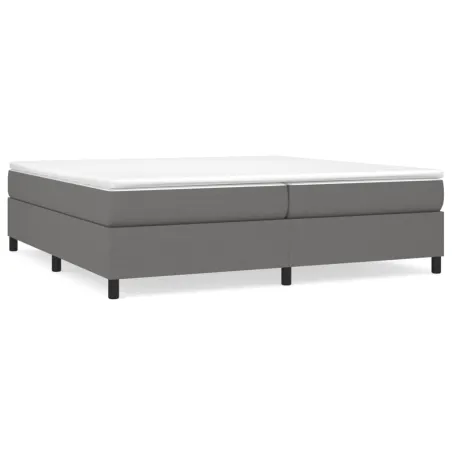 Sommier à lattes de lit avec matelas Gris foncé 200x200cm Tissu
