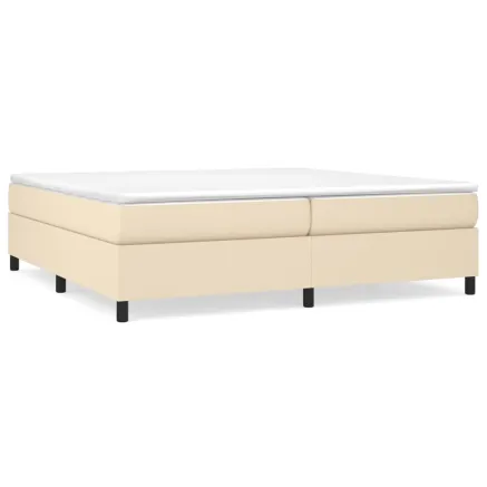 Sommier à lattes de lit avec matelas Crème 200x200 cm Tissu 2