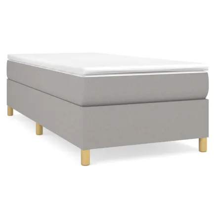Sommier à lattes de lit avec matelas Gris clair 90x200 cm Tissu 2