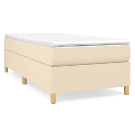 Sommier à lattes de lit avec matelas Crème 90x200 cm Tissu
