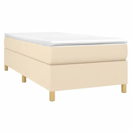 Sommier à lattes de lit avec matelas Crème 90x200 cm Tissu