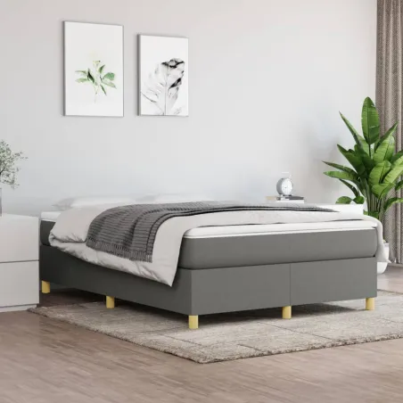 Sommier à lattes de lit avec matelas Gris foncé 140x190cm Tissu