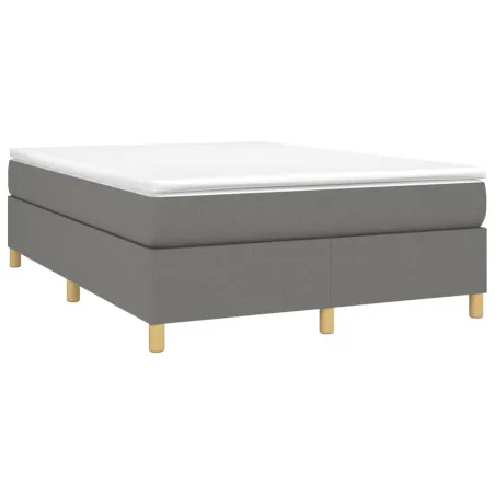Sommier à lattes de lit avec matelas Gris foncé 140x190cm Tissu