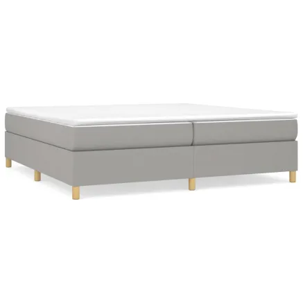 Sommier à lattes de lit avec matelas Gris clair 200x200cm Tissu 2