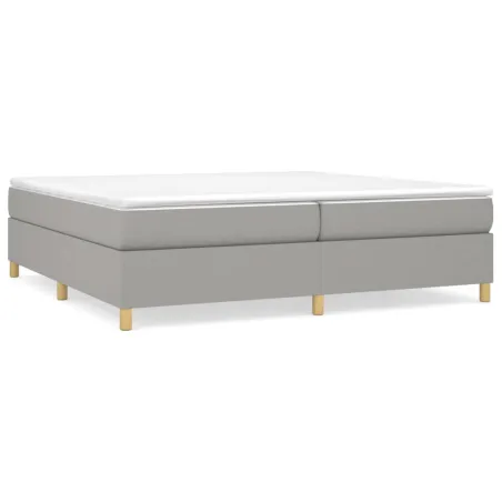 Sommier à lattes de lit avec matelas Gris clair 200x200cm Tissu