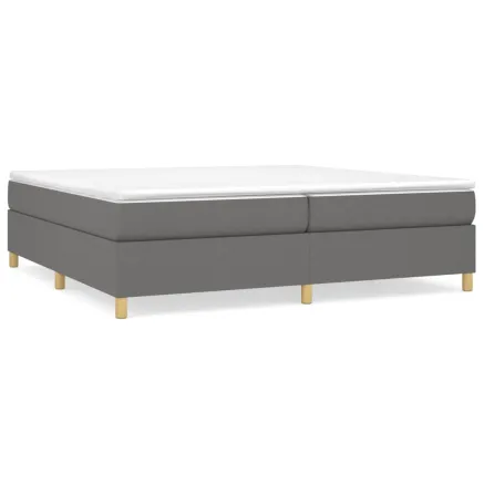 Sommier à lattes de lit avec matelas Gris foncé 200x200cm Tissu 2