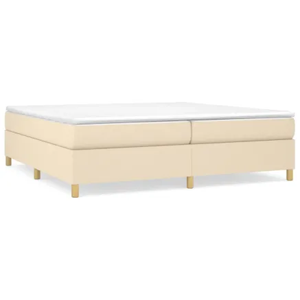Sommier à lattes de lit avec matelas Crème 200x200 cm Tissu 2