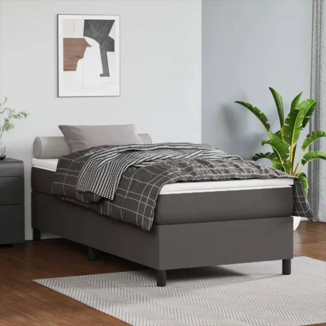 Sommier à lattes de lit avec matelas Gris 90x190 cm Similicuir