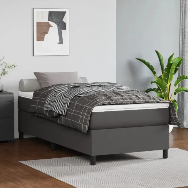 Sommier à lattes de lit avec matelas Gris 90x200 cm Similicuir