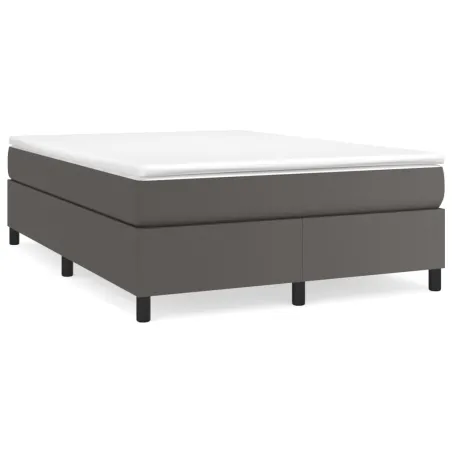 Sommier à lattes de lit avec matelas Gris 140x190 cm Similicuir