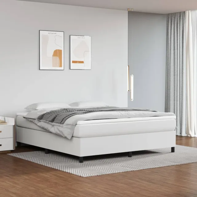 Sommier à lattes de lit avec matelas Blanc 160x200cm Similicuir