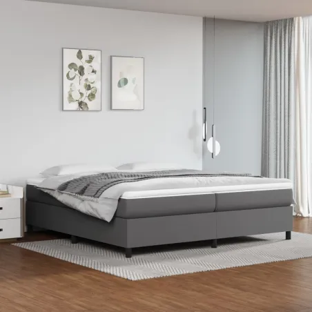 Sommier à lattes de lit avec matelas Gris 200x200 cm Similicuir