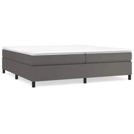 Sommier à lattes de lit avec matelas Gris 200x200 cm Similicuir
