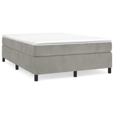 Sommier à lattes de lit et matelas Gris clair 140x190cm Velours 2