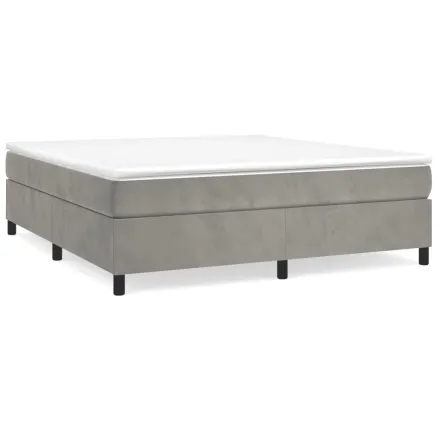 Sommier à lattes de lit et matelas Gris clair 200x200cm Velours 2