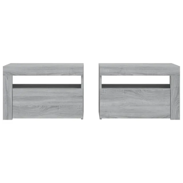 Tables de chevet 2 pcs avec LED sonoma gris 60x35x40 cm