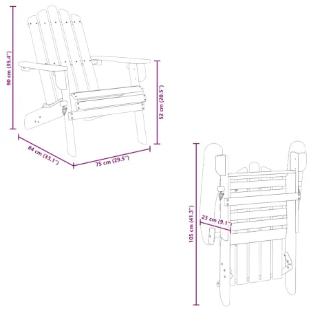Chaises Adirondack de jardin lot de 2 Bois massif d'acacia