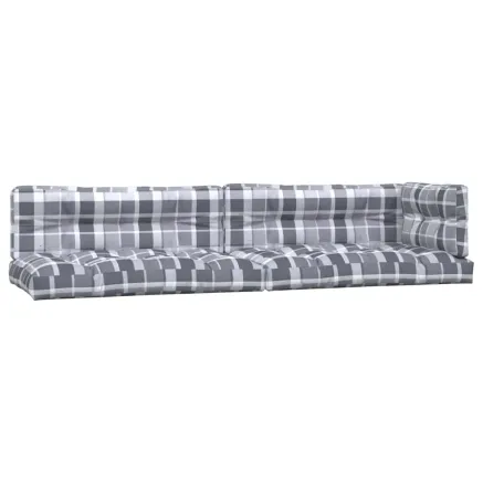 Coussins de palette lot de 5 motif à carreaux gris tissu 2