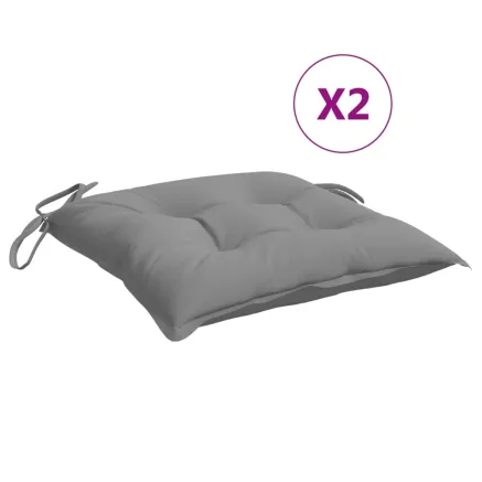 Coussins de chaise lot de 2 gris 40x40x7 cm tissu oxford 2