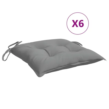 Coussins de chaise lot de 6 gris 40x40x7 cm tissu oxford 2