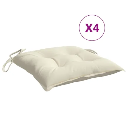 Coussins de chaise lot de 4 blanc crème 40x40x7 cm tissu oxford 2