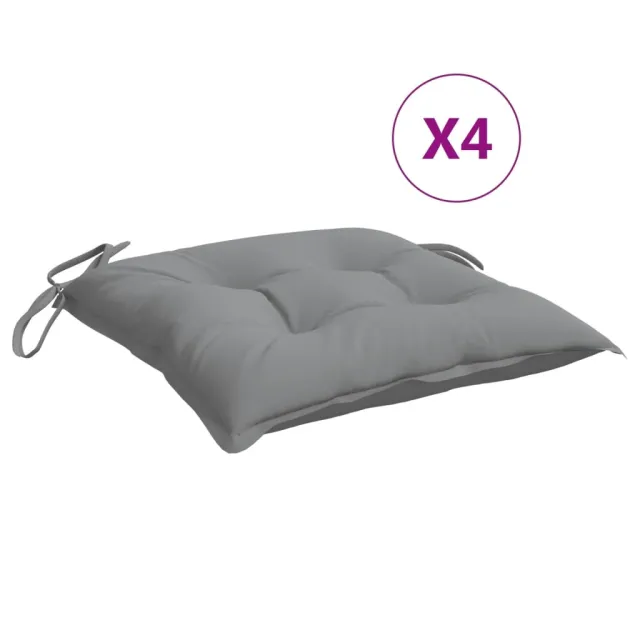 Coussins de chaise lot de 4 gris 50x50x7 cm tissu oxford