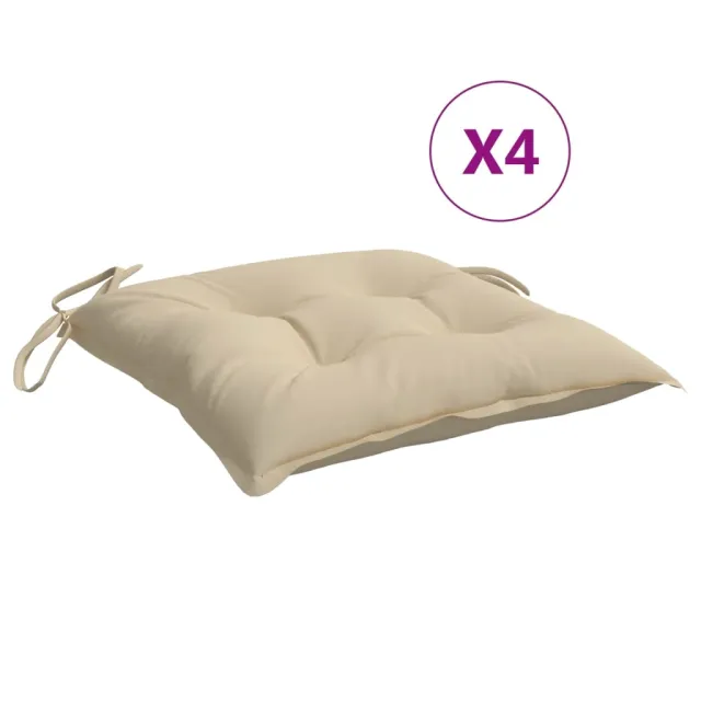 Coussins de chaise lot de 4 beige 50x50x7 cm tissu oxford