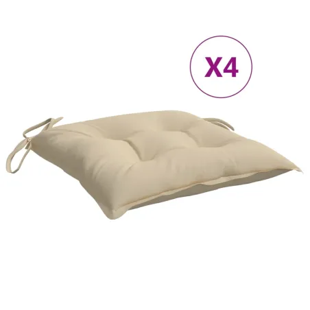 Coussins de chaise lot de 4 beige 50x50x7 cm tissu oxford