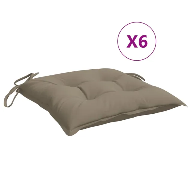 Coussins de chaise lot de 6 taupe 50x50x7 cm tissu oxford