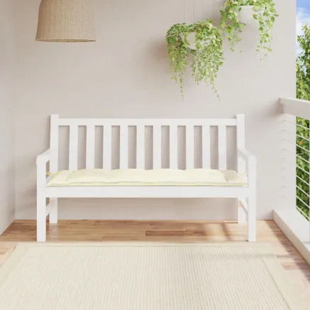 Coussin de banc de jardin blanc crème 150x50x7 cm tissu oxford