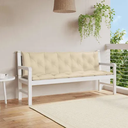 Coussin de banc de jardin beige 180x(50+50)x7 cm tissu oxford