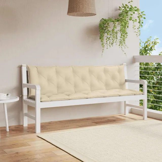 Coussin de banc de jardin beige 180x(50+50)x7 cm tissu oxford