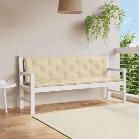 Coussin de banc de jardin beige 180x(50+50)x7 cm tissu oxford