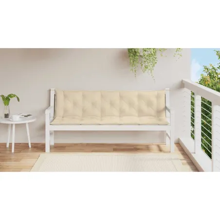 Coussin de banc de jardin beige 180x(50+50)x7 cm tissu oxford