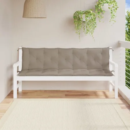 Coussin de banc de jardin taupe 180x(50+50)x7 cm tissu oxford