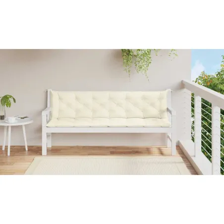 Coussin de banc de jardin blanc crème tissu oxford