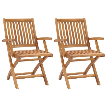 Chaises de jardin pliables lot de 2 Bois de teck massif