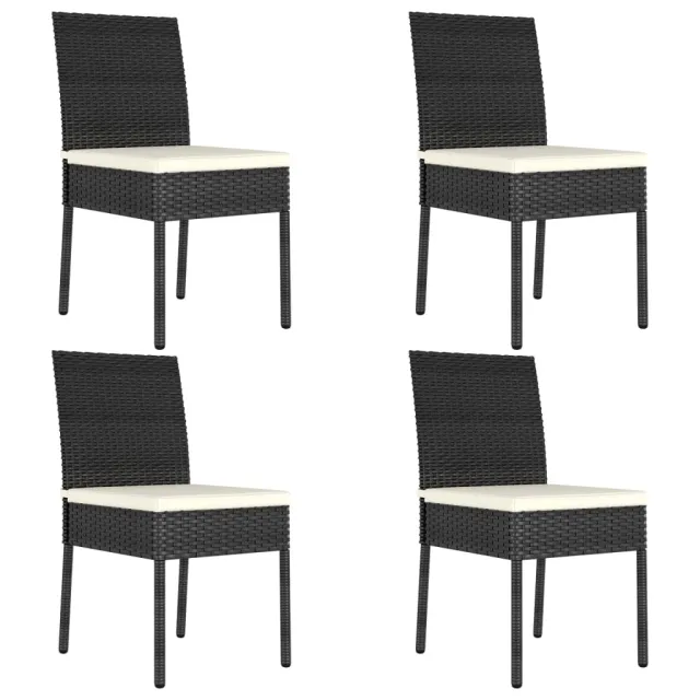 Chaises à manger de jardin lot de 4 Résine tressée Noir