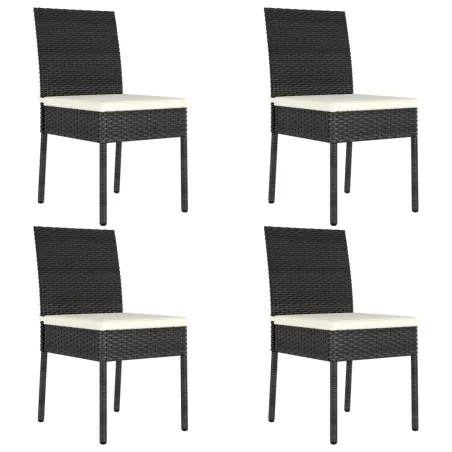 Chaises à manger de jardin lot de 4 Résine tressée Noir