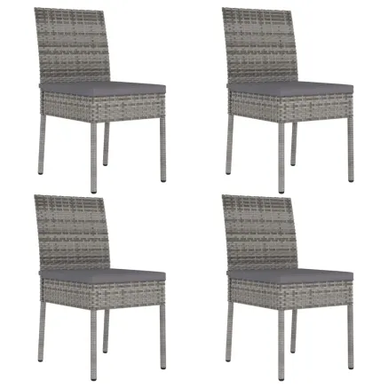 Chaises à manger de jardin lot de 4 Résine tressée Gris
