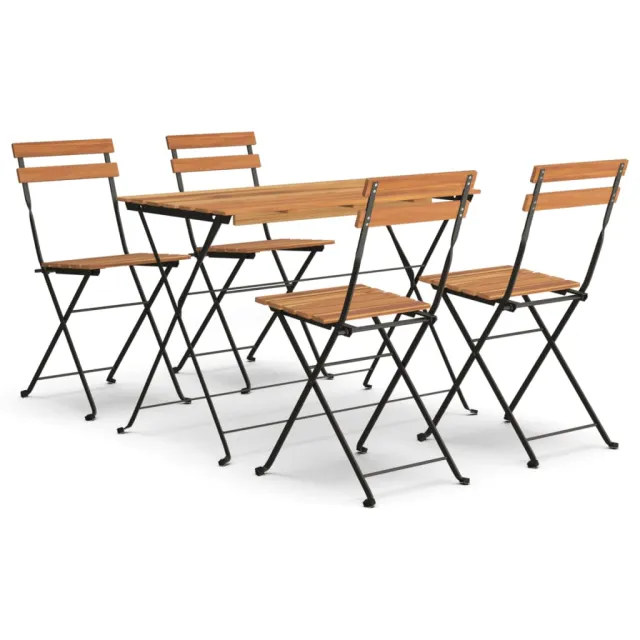 Ensemble de bistro pliable 5 pcs Bois d'acacia solide et acier