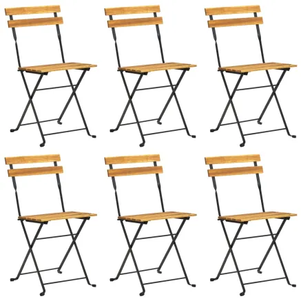 Chaises pliables de jardin lot de 6 Acier bois d'acacia massif 2