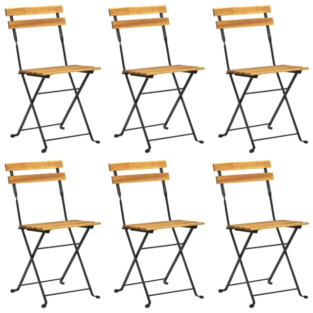 Chaises pliables de jardin lot de 6 Acier bois d'acacia massif