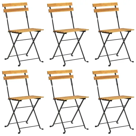 Chaises pliables de jardin lot de 6 Acier bois d'acacia massif