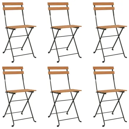 Chaises de bistrot pliantes lot de 6 Bois de teck solide acier 2