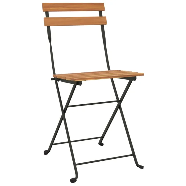 Chaises de bistrot pliantes lot de 6 Bois de teck solide acier