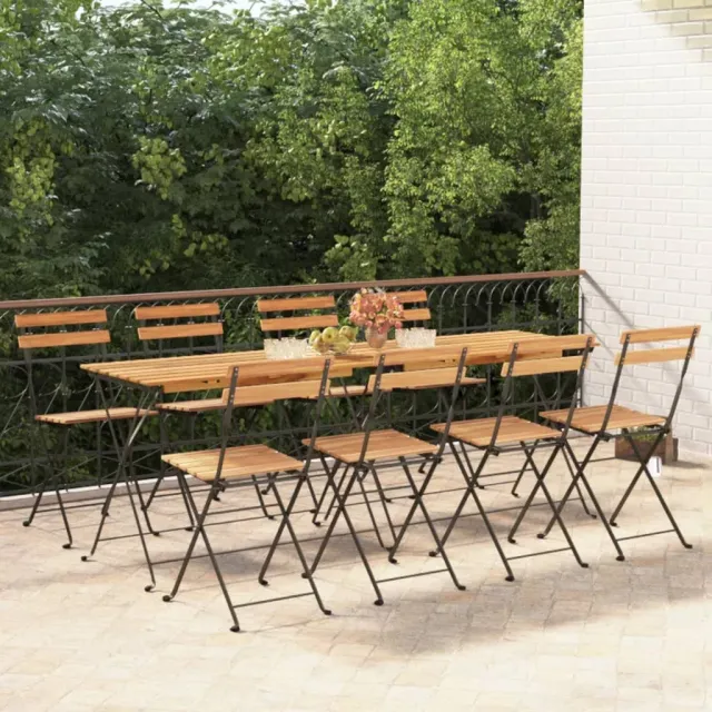 Chaises de bistrot pliantes lot de 8 Bois teck solide et acier