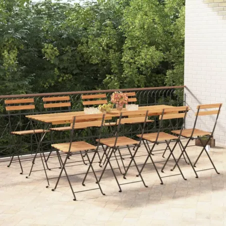 Chaises de bistrot pliantes lot de 8 Bois teck solide et acier