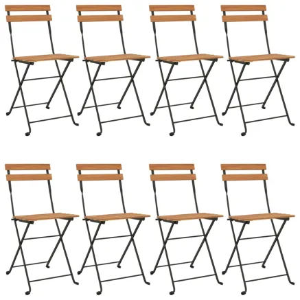 Chaises de bistrot pliantes lot de 8 Bois teck solide et acier 2